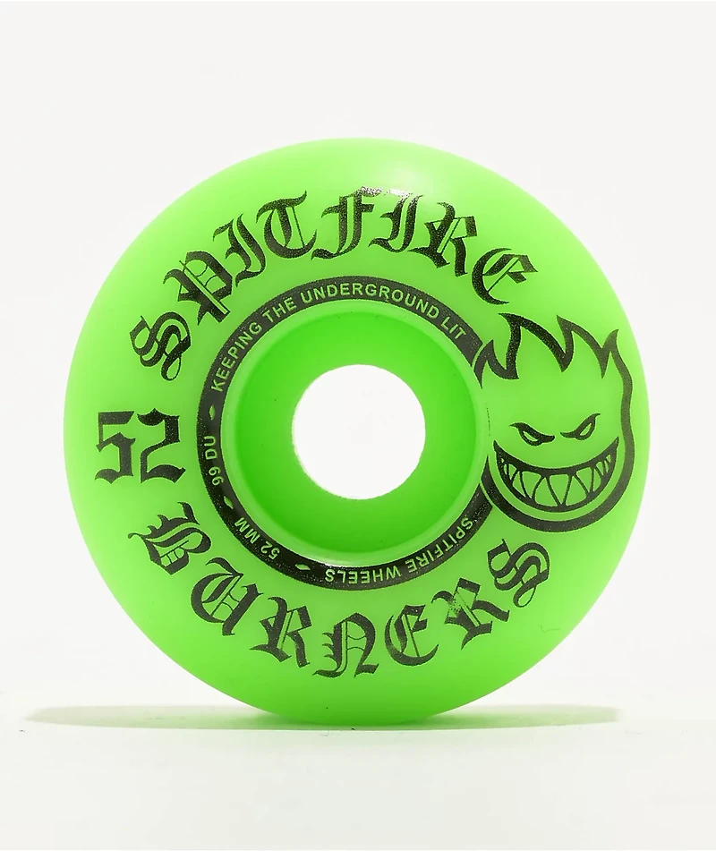 Spitfire Burners Green 52mm 99a Skateboard Wheels