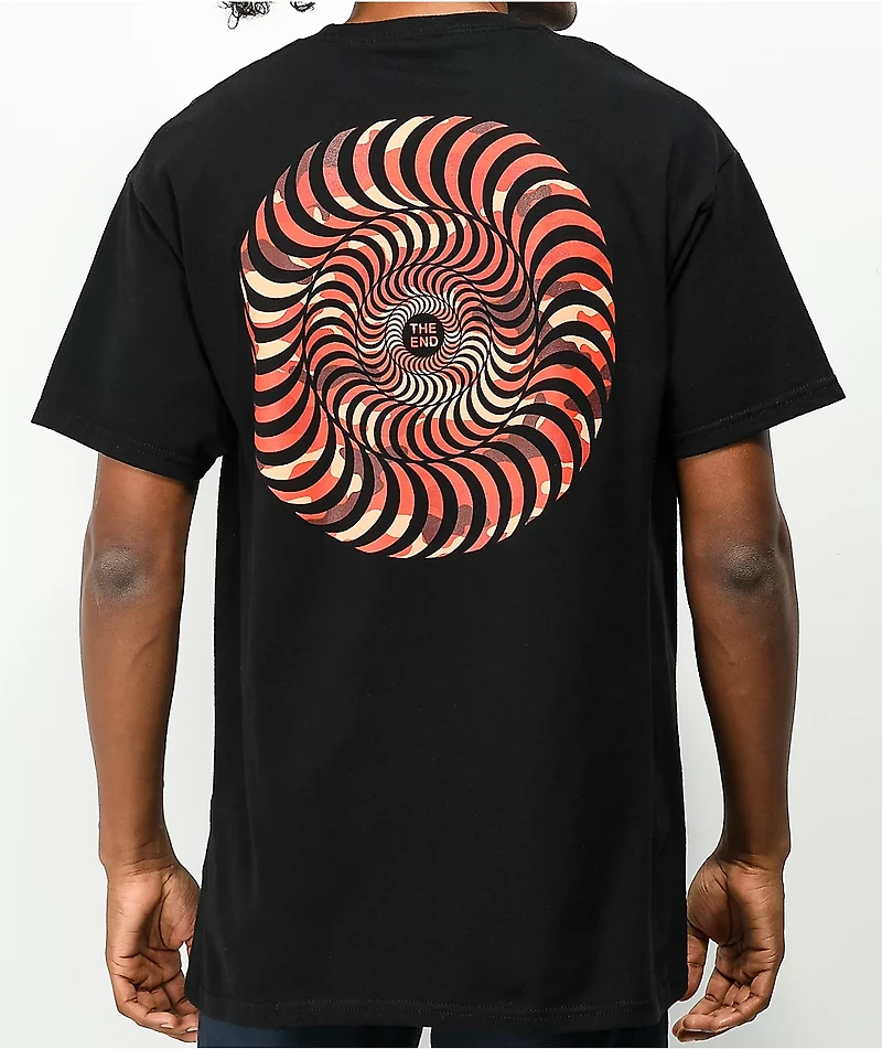 Spitfire Camo Classic Swirl Logo Black T-Shirt