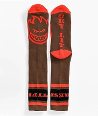 Spitfire Classic '87 Bighead Brown & Red Crew Socks