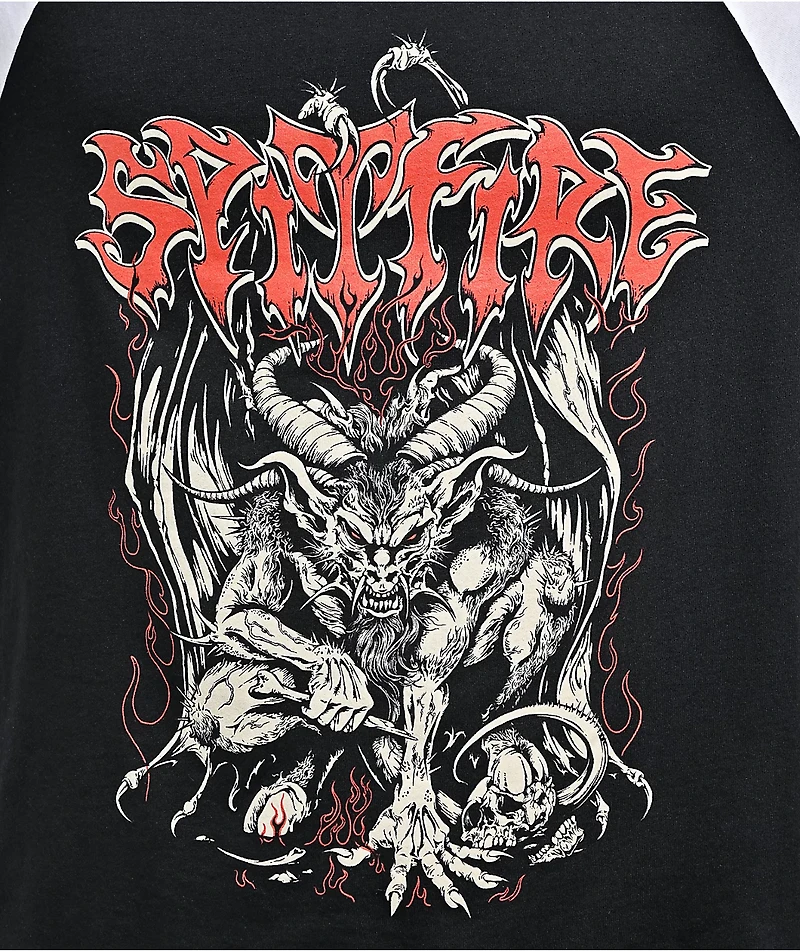 Spitfire Demon Black & White Three Quarter Sleeve T-Shirt
