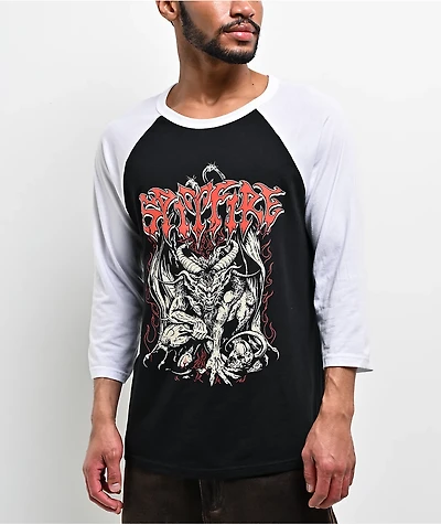 Spitfire Demon Black & White Three Quarter Sleeve T-Shirt