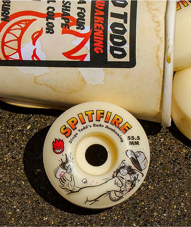 Spitfire Diego Rude Awakening Formula Four 55.5mm 99a White Skateboard Wheels
