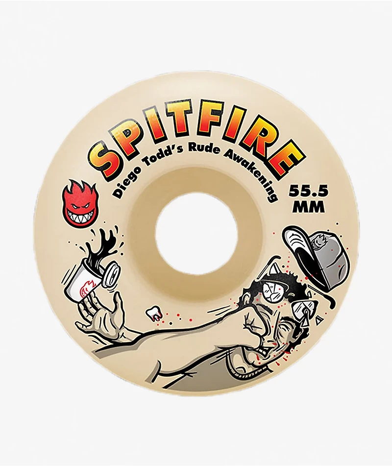 Spitfire Diego Rude Awakening Formula Four 55.5mm 99a White Skateboard Wheels