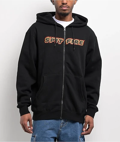 Spitfire Flames Script Black Zip Hoodie