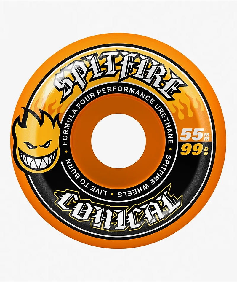 Spitfire Formula Four Conical 55mm 99a Orange Skateboard Wheels