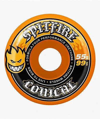 Spitfire Formula Four Conical 55mm 99a Orange Skateboard Wheels