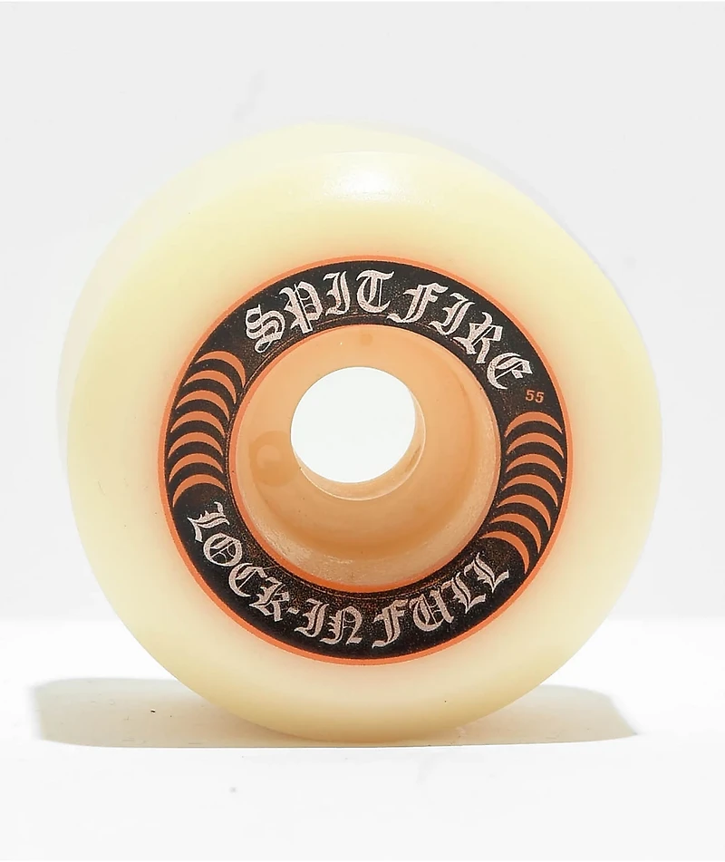 Spitfire Formula Four Lock-In Full 55mm 99a White & Orange Skateboard Wheels