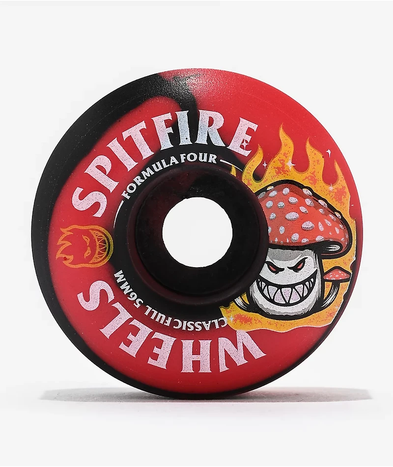 Spitfire Formula Four Shroom Bighead Classic Full 56mm 99a Black & Red Swirl Skateboard Wheels