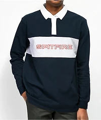 Spitfire Geary Navy & Grey Long Sleeve Polo Shirt