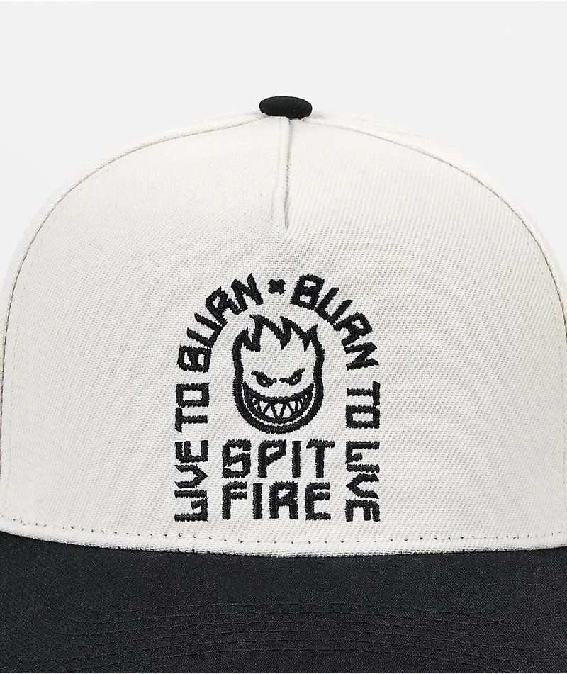 Spitfire Live To Burn White & Black Snapback Hat