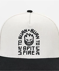 Spitfire Live To Burn White & Black Snapback Hat