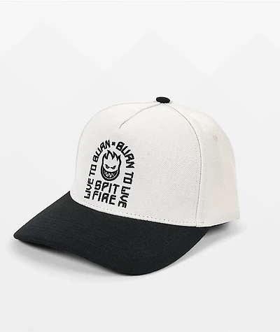 Spitfire Live To Burn White & Black Snapback Hat