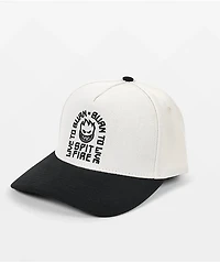 Spitfire Live To Burn White & Black Snapback Hat