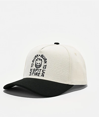 Spitfire Live To Burn White & Black Snapback Hat