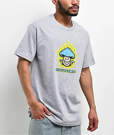 Spitfire Mushroom Big Head Heather Grey T-Shirt