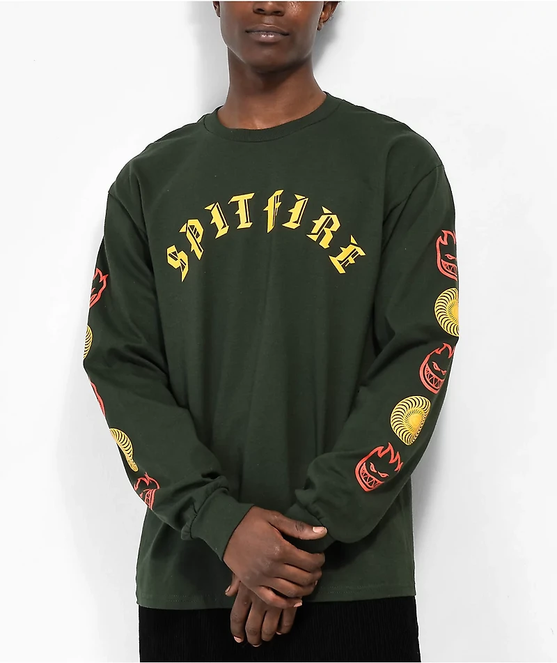 Spitfire Old E Big Head Green Long Sleeve T-Shirt