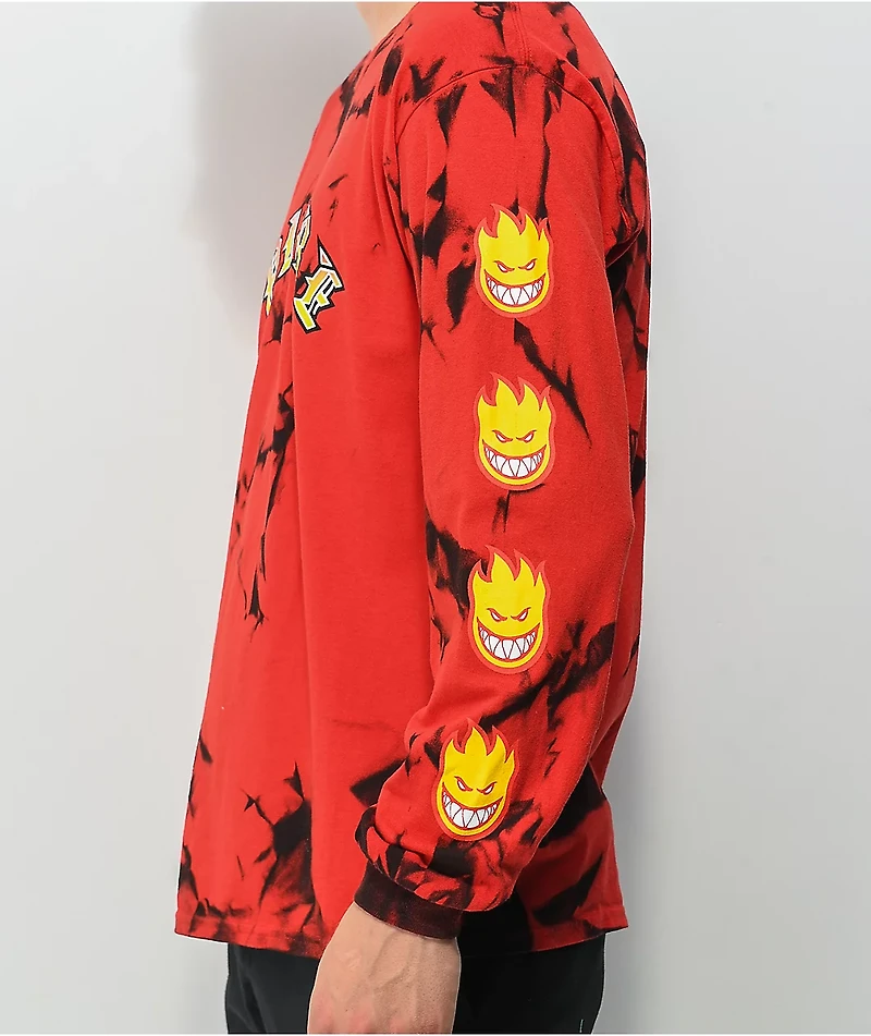 Spitfire Old E Black & Red Tie Dye Long Sleeve T-Shirt