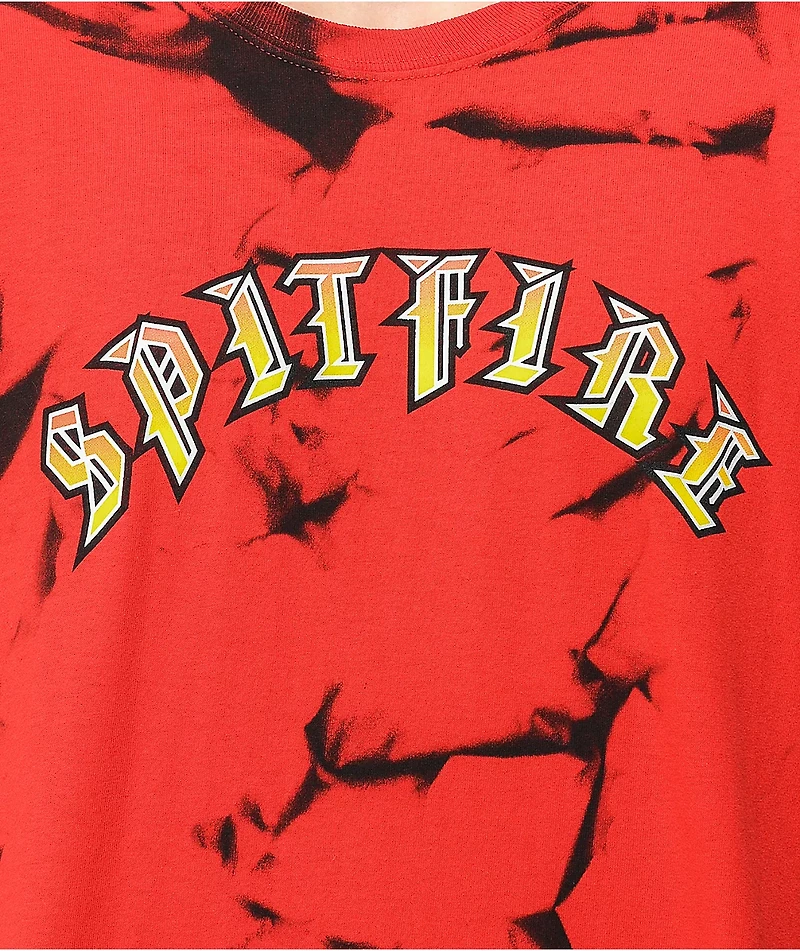 Spitfire Old E Black & Red Tie Dye Long Sleeve T-Shirt