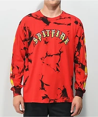 Spitfire Old E Black & Red Tie Dye Long Sleeve T-Shirt