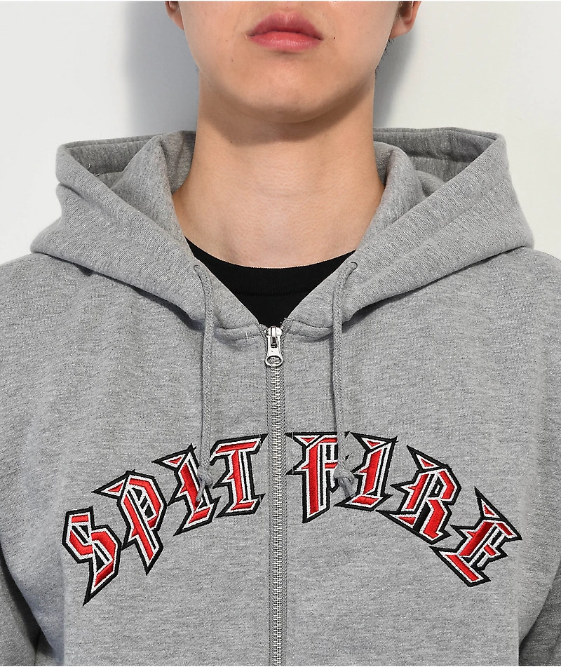 Spitfire Old E Grey Zip Hoodie