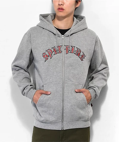 Spitfire Old E Grey Zip Hoodie