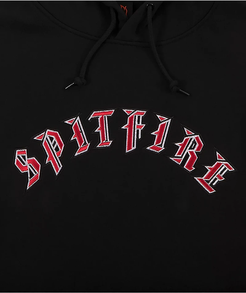 Spitfire Old English Embroidery Black Hoodie
