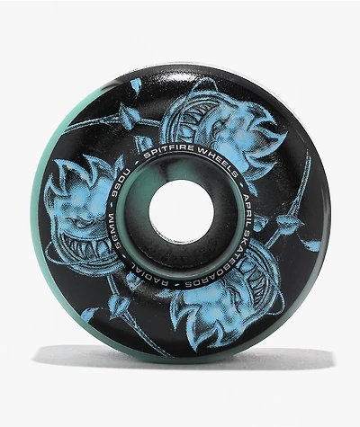 Spitfire x April Bighead Rose Formula Four Radial 56mm 99a Black & Turquoise Swirl Skateboard Wheels