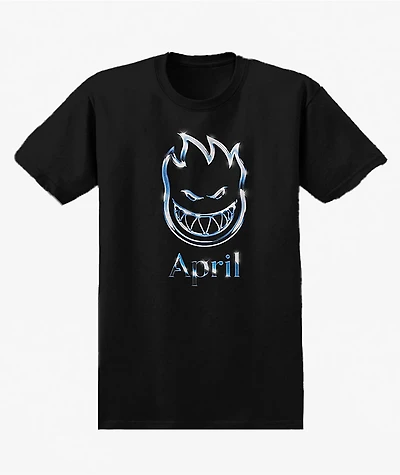 Spitfire x April Chrome Bighead Premium Black T-Shirt