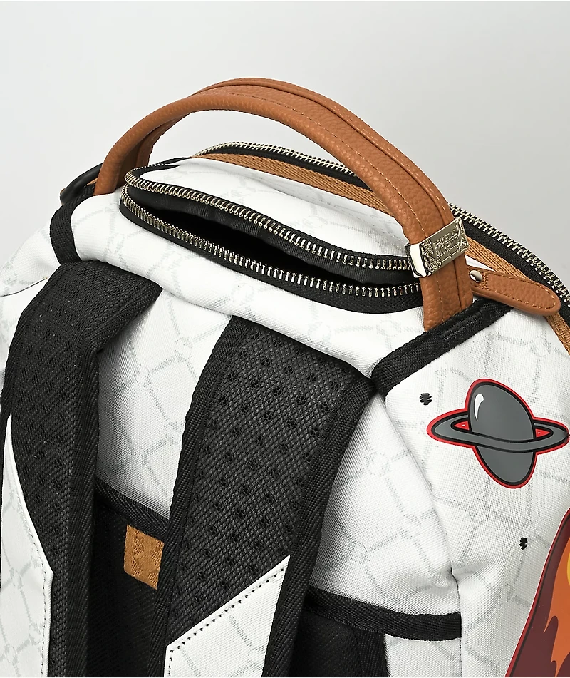 Sprayground Alien Rich White Leather Backpack
