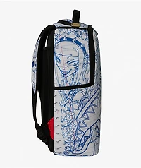 Sprayground Blue Ink Doodle White Backpack