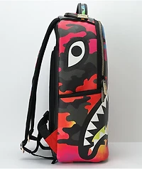 Sprayground Camoburst Deluxe Red, Orange & Green Leather Backpack
