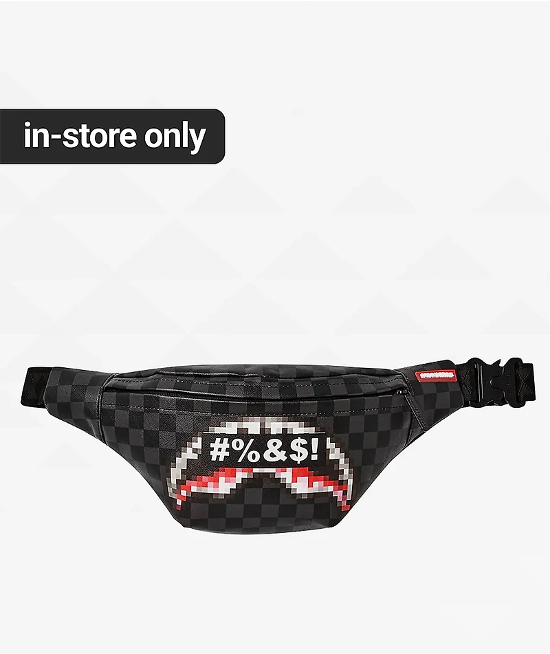 Sprayground Censored Black Checker Fanny Pack