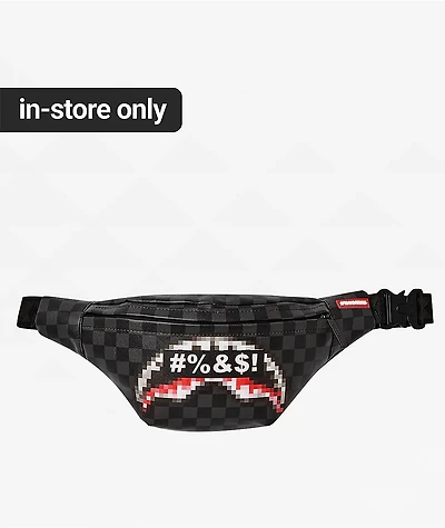 Sprayground Censored Black Checker Fanny Pack