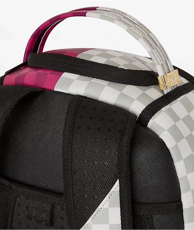 Sprayground Checker Split Pink Cream Backpack at Bayshore