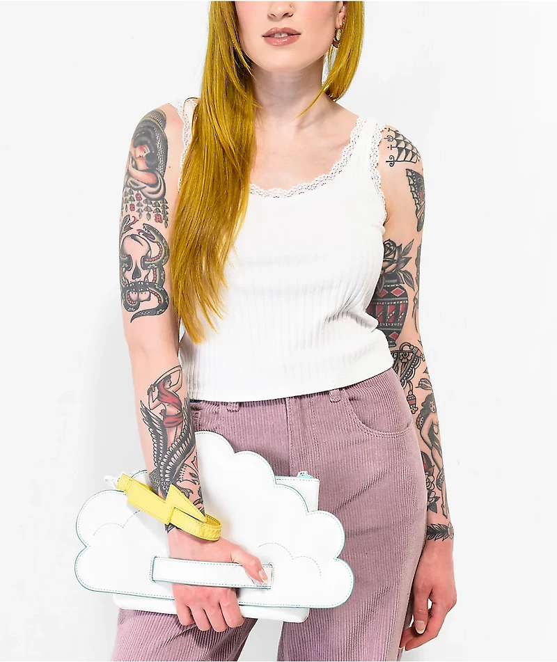 Sprayground Cloud White Clutch Bag