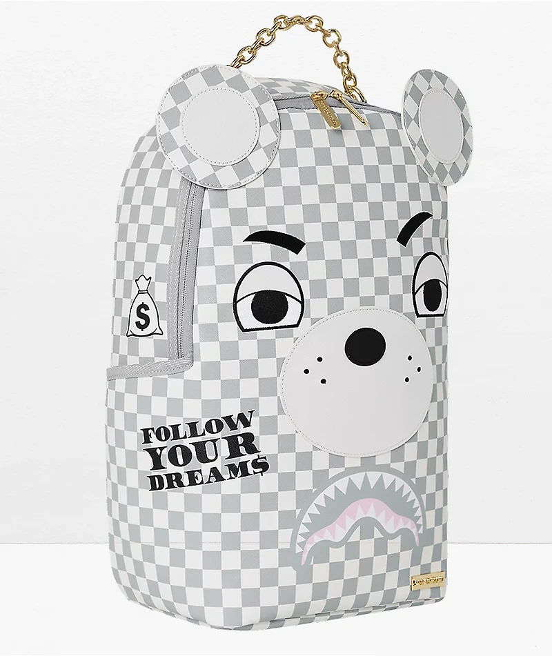 Sprayground Couture Bear White & Grey Backpack