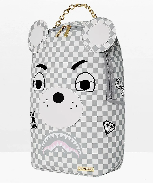 Sprayground Couture Bear White Grey Backpack MainPlace Mall