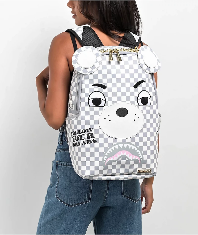Sprayground Couture Bear White & Grey Backpack