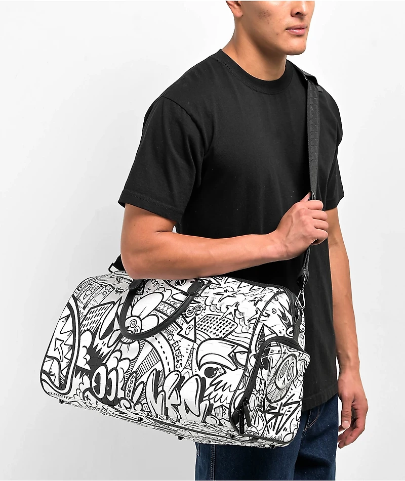 Sprayground Doodle Black & White Duffle Bag