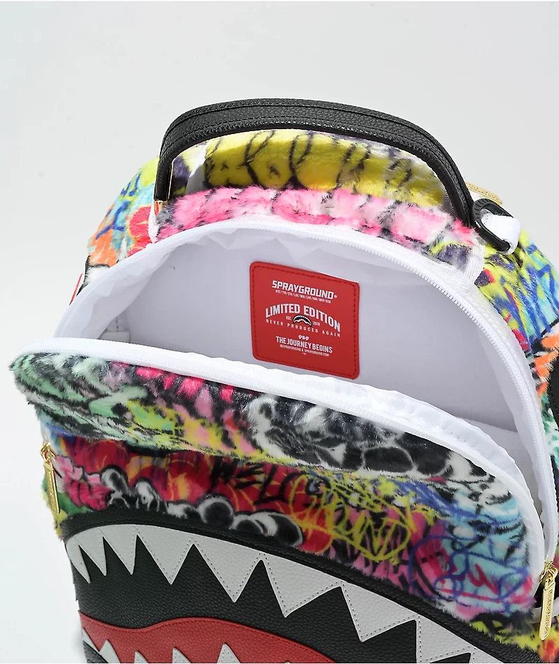 Sprayground Graffiti Faux Fur Backpack