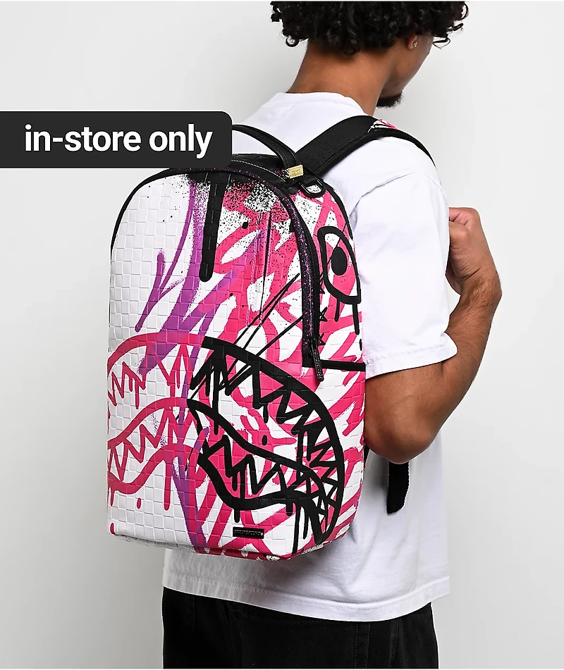 Sprayground Graffiti Mayhem Remix White Backpack