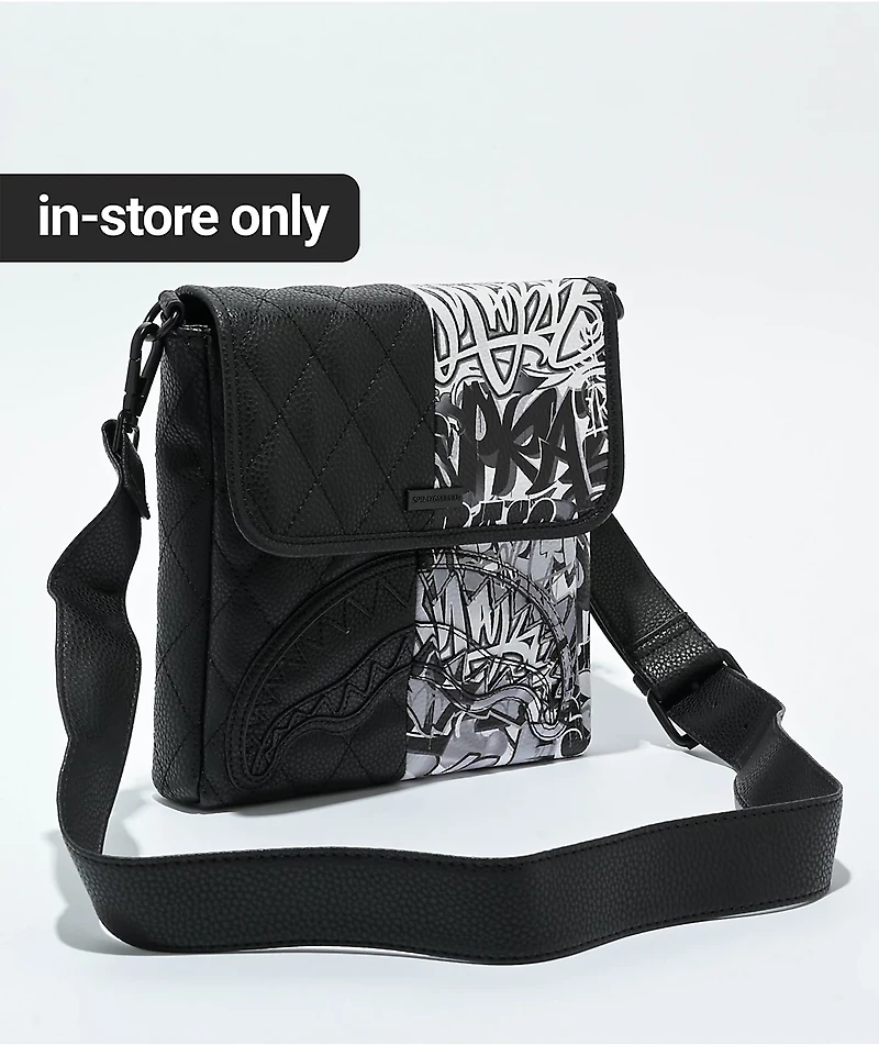 Sprayground Half Graff Quilted Black Crossbody Bag