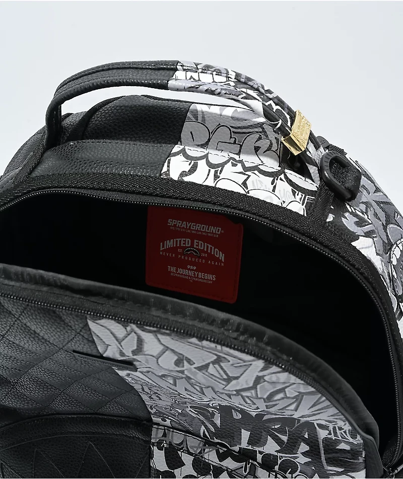 Sprayground Half Graffiti Black & White Quilted Backpack
