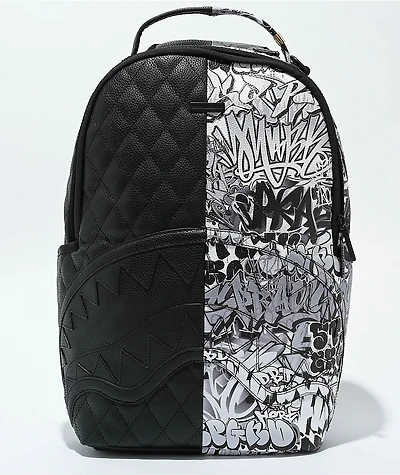 Sprayground Half Graffiti Black & White Quilted Backpack