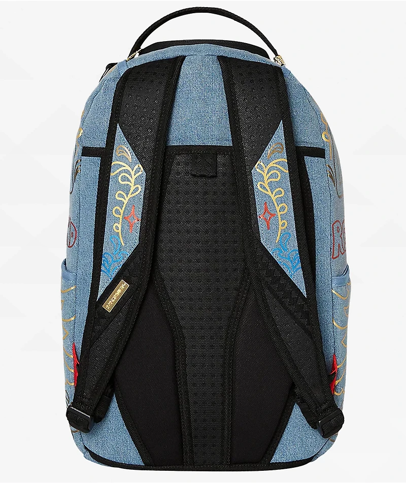 Sprayground Metallic Printed Denim Backpack