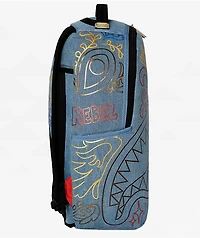 Sprayground Metallic Printed Denim Backpack