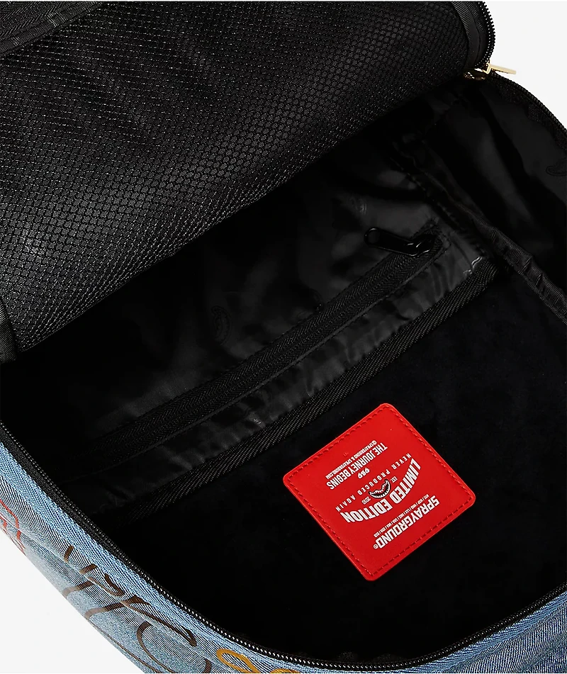Sprayground Metallic Printed Denim Backpack