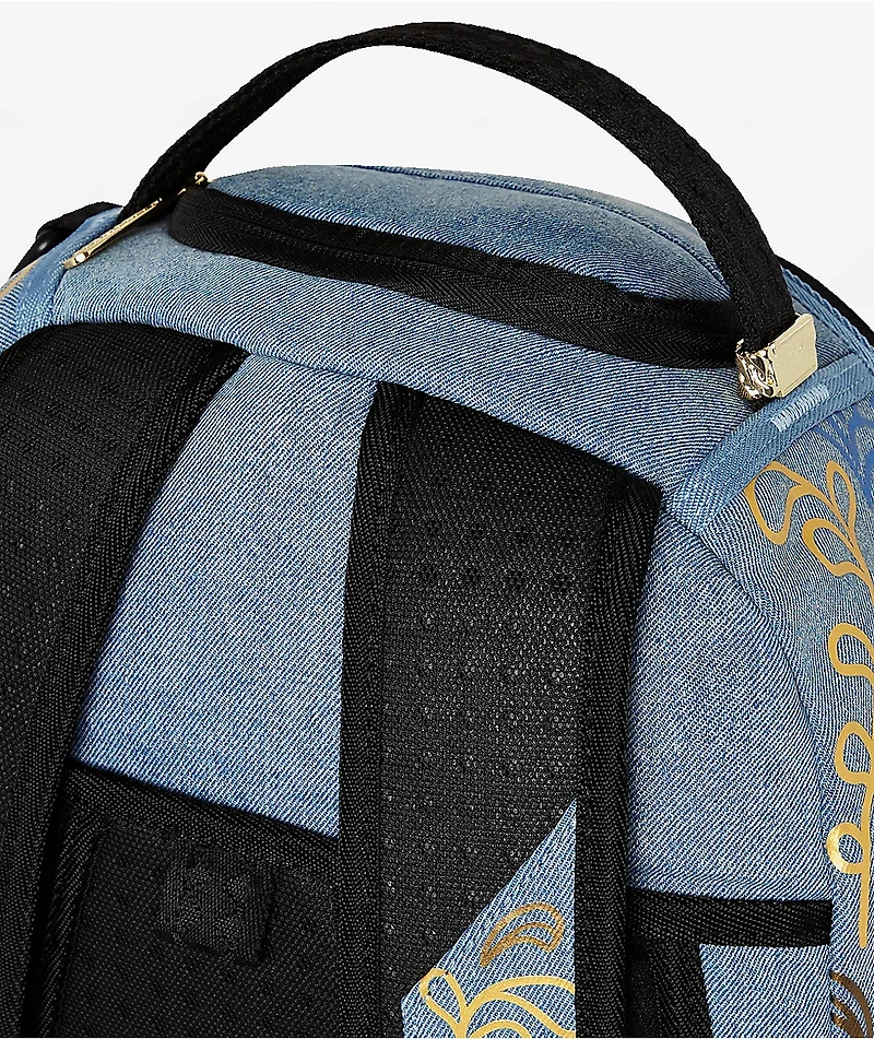 Sprayground Metallic Printed Denim Backpack