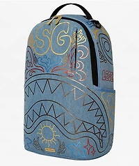 Sprayground Metallic Printed Denim Backpack