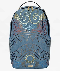 Sprayground Metallic Printed Denim Backpack
